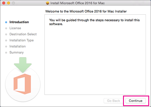 The Installation process of Office 365, Office 2016 for MAC